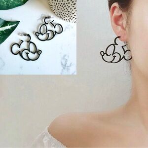 2/$30🌵 Mickey Mouse Outline Earrings Black Linear Disney Character Jewelry NEW